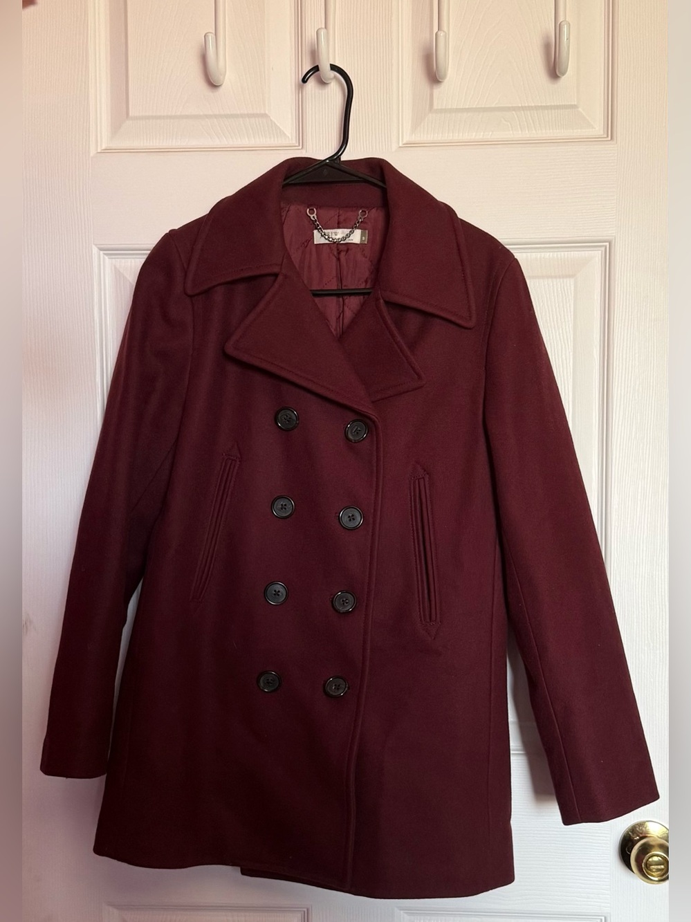 J. Crew Double-Breasted Peacoat in Deep Burgundy